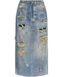 Vetements - Distressed Maxi Denim Skirt - Lyst