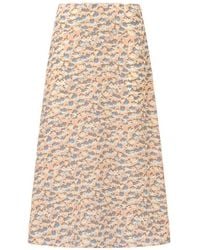 Marni - Crêpe De Chine Fluid Skirt With Anemones Print - Lyst