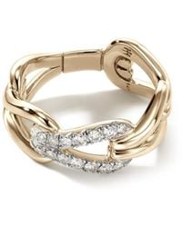 John Hardy - 18Kt Surf Pavé Link Diamond Ring - Lyst