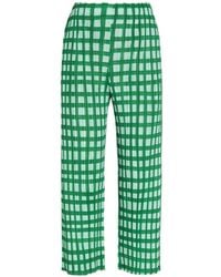 Issey Miyake - Plissé-Effect Gingham-Print Trousers - Lyst