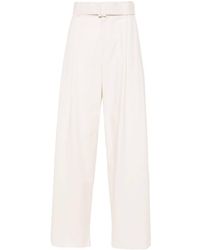 Emporio Armani - Pleat-detailing Belted Trousers - Lyst