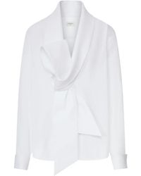 Saint Laurent - Lavallière Bow-Detail Cotton Shirt - Lyst