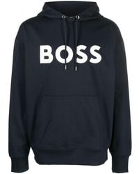 BOSS - Logo Print Hoodie - Lyst