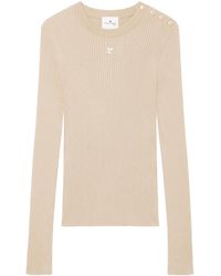 Courreges - Logo-Embroidered Ribbed Jumper - Lyst
