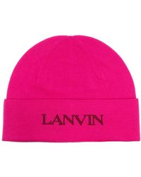 Lanvin - Logo-embroidered Wool Beanie - Lyst