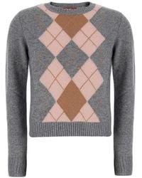 Max Mara - Argyle-Intarsia Knit Sweater - Lyst