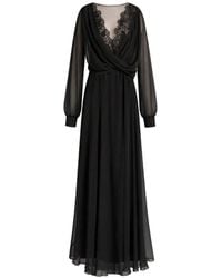 Alberta Ferretti - Lace-Trim Draped Maxi Dress - Lyst