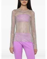 GIUSEPPE DI MORABITO - Rhinestone-Embroidered Mesh Top - Lyst