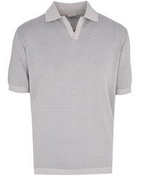 Agnona - Knitted Striped Polo Shirt - Lyst