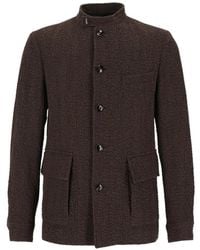 Giorgio Armani - Bouclé-Knit Button-Up Blazer - Lyst