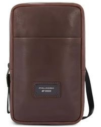 Piquadro - Sac Porté Épaule En Cuir À Plaque Logo - Lyst