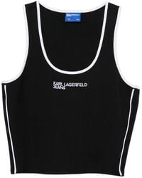KARL LAGERFELD - Logo-Print Crop Tank Top - Lyst