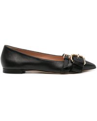 Moschino - Buckled-straps Leather Ballerina Shoes - Lyst