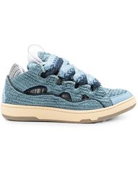 Lanvin - Panelled Low-Top Sneakers With Faux Raffia Texture - Lyst