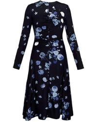 Erdem - Floral-Print Long-Sleeve Midi Dress - Lyst