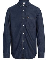 Calvin Klein - T-Shirt Denim Con Logo Ricamato - Lyst