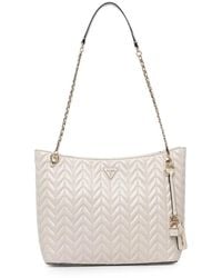 Guess - Cheryl Chevron-Quilted Padlock-Detail Tote Bag - Lyst