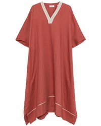 Agnona - V-Neck Trim-Detail Maxi Dress - Lyst