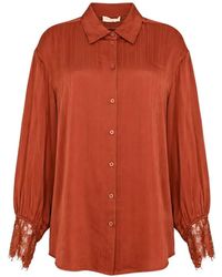 Twinset - Lace-Trimmed Pinstriped Shirt - Lyst