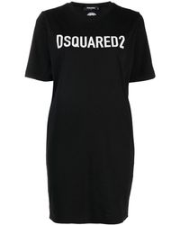 DSquared² - Logo-print Cotton T-shirt Dress - Lyst
