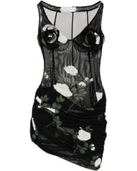 Magda Butrym - Floral-appliqué Semi-sheer Mini Dress - Women's - Spandex/elastane/polyamide - Lyst