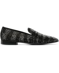 Roberto Cavalli - Crystal-Embellished Leather Loafers - Lyst
