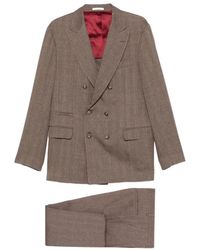 Brunello Cucinelli - Wool And Linen Double-Breasted Suit - Lyst