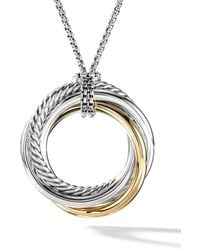 David Yurman - 14Kt And Sterling Crossover Pendant Necklace (37Mm) - Lyst