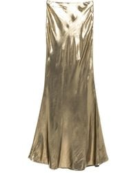 Self-Portrait - Metallic-effect Maxi Skirt - Lyst