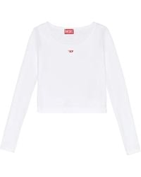 DIESEL - ホワイト クロップド 長袖tシャツ - Lyst