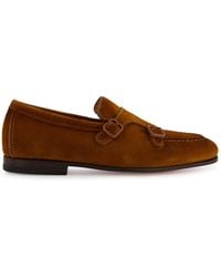 Santoni - Double-Buckle Suede Loafers - Lyst