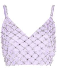 P.A.R.O.S.H. - Crystal Embellished Crop Top - Lyst