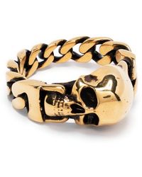 Alexander McQueen - Gold Skull Chain Ring - Lyst