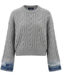 Haikure - Cable-Knit Denim-Cuff Sweater - Lyst