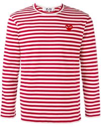 COMME DES GARÇONS PLAY - Long Sleeve Heart Stripe Logo T-shirt - Lyst