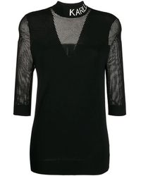 KARL LAGERFELD - T-Shirt À Col À Logo Et Finitions Perforées - Lyst