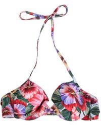 Dolce & Gabbana - Floral-Print Halterneck Bikini Top - Lyst