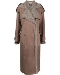 The Mannei - Shearling-lining Double-breasted Coat - Lyst