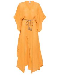 120% Lino - Tassel-Detail Belted Maxi Dress - Lyst