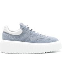 Hogan - Plateau-Sneakers Aus Denim Mit Logo-Patch - Lyst