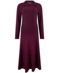 Alberta Ferretti - Long-Sleeve Wool Midi Dress - Lyst