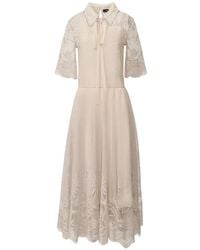 Fabiana Filippi - Lace-Overlay Pussy-Bow Midi Dress - Lyst