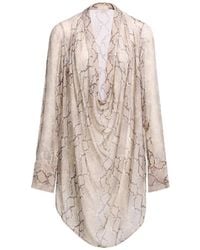 Elie Saab - Python-Print Draped Blouse - Lyst