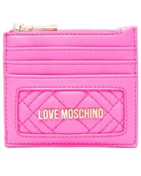 Love Moschino - Portefeuille matelassé à plaque logo - Lyst