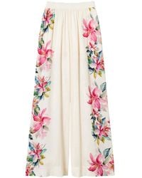 Twinset - Floral-Print Wide-Leg Trousers - Lyst
