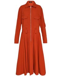 Y's Yohji Yamamoto - Zip-Up Flared Midi Dress - Lyst