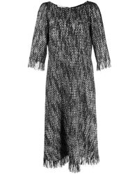 Charlott Vestido de tweed con borde deshilachado - Gris
