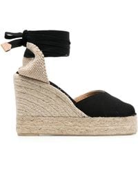 Castañer - Organic Cotton Wedge Espadrille With Straps And Double Platform - Lyst
