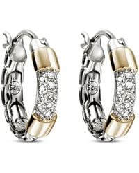 John Hardy - 14K And Sterling Chain-Link Diamond Hoop Earrings - Lyst