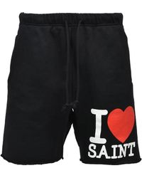 SAINT Mxxxxxx - Graphic-Print Raw-Hem Shorts - Lyst